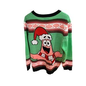 SpongeBob‎ SquarePants Patrick Star Christmas Cardigan Sweater Green Mens Large